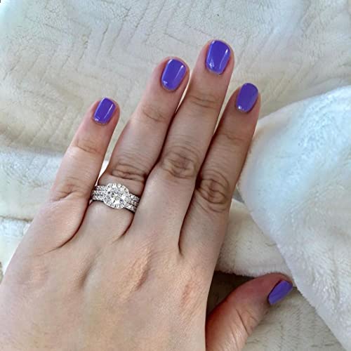 2.6 Ctw Moissanite Wedding Ring Set for Women Platinum Plated Silver 3 Pieces Bridal Ring Set Engagement Ring Set White Gold Bridal Set Anniversary Promise Rings for Her2