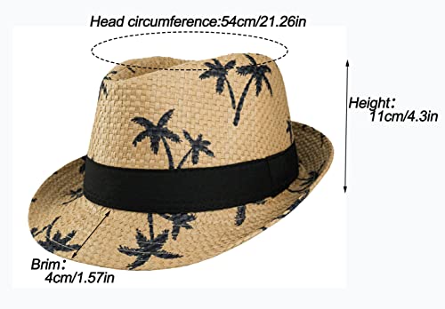 Kids Straw Fedora Hat Summer Sun Beach Hat For Baby Boy Girls Age 4-9 Years Old Khaki #TOP2