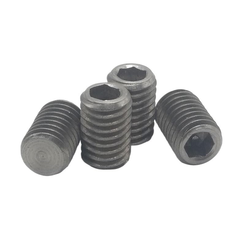 50 sztuk DIN913 stop tytanu czysty tytan TA2 gwint wkręty dociskowe płaski punkt zestaw z gniazdem sześciokątnym śruby bezgłowe(12mm,M4 50PCS)