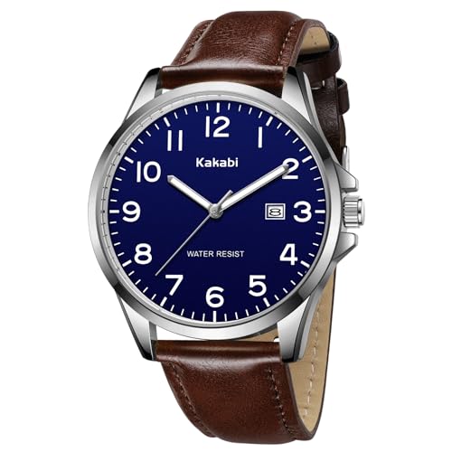 Timever Herren Uhr mit Lederarmband Analog Armbanduhr wasserdichte Quarzuhr