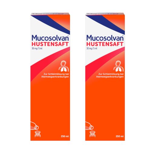 Mucosolvan Hustensaft 2x250 ml + Taschentücher | Hustenlöser bei Husten und festsitzendem Schleim | Mit Ambroxol für schnelle Hustenlinderung | Bei Erkältung oder Bronchitis