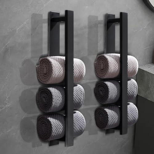Porte serviette mural noir pour optimiser les petits espaces - 2