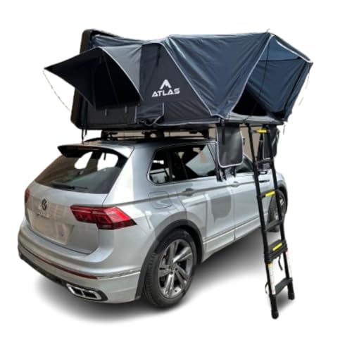 Atlas Tente de Toit Rigide / 4 Saisons/Coque ABS / 2 à 4 Personnes/Matelas mémoire de Forme/Ouverture latérale Semi-Automatique/imperméabilité 3000 mm/Sky Window/SUV, 4x4, Van (Small)