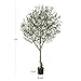 LOMANTO Olive Trees Artificial Indoor, 7Ft Artificial Olive Plants, Tall Faux Olive Tree, Fake Topiary Silk Tree in Pot with Olive Branch & Fruit, Home Office Modern Decor Gift for Housewarming 1Pack