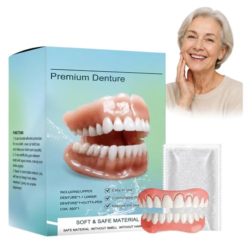 Sepremium Vollprothesen Hochwertiges Vollprothesen Set Zahnprothesen für Erwachsene Gebiss Mit Natürlicher Optik Zahnersatz Prothese Komplett Weich und Wiederverwendbar (3 PCS)