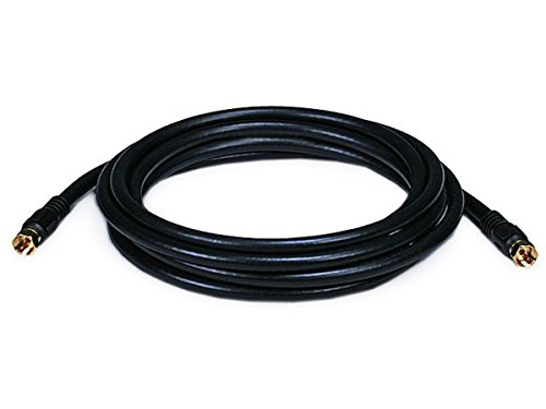 Monoprice 10FT RG6 (18AWG) 75Ohm, Quad Shield, CL2 Coaxial Cable with F Type Connector - Black