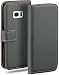 Produktbild moex Klapphülle für Samsung Galaxy S7 Hülle klappbar, Handyhülle mit Kartenfach, 360 Grad Schutzhülle zum klappen, Flip Case Book Cover, Vegan Leder Handytasche, Dunkelgrau