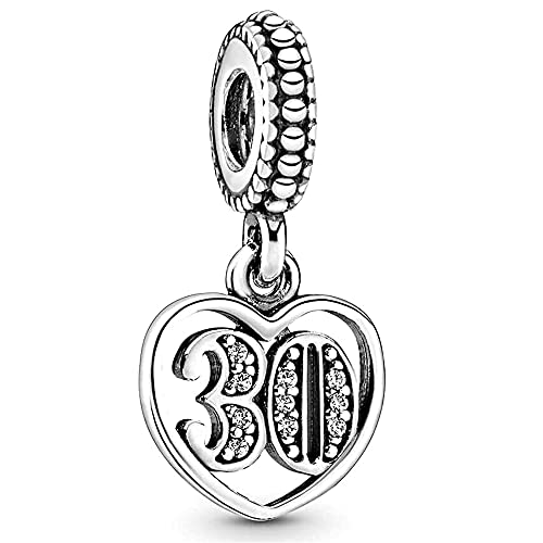 MariaFonte Charm New 2025 Compatibile Tutte Marche Bracciali Collane 30 Anni Compleanno Anniversario Laurea Ciondoli Originale Bead Argento 925 Mamma Portafortuna Cuore Famiglia Natale Donna