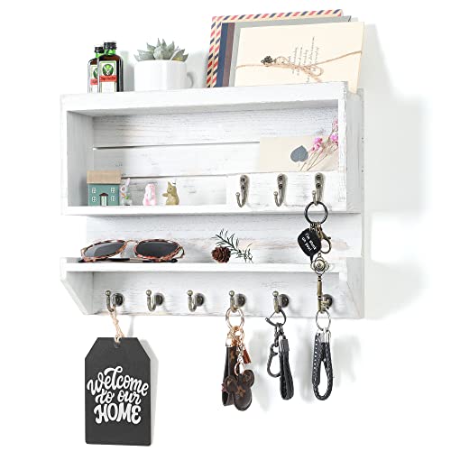 30% Off Solid Pine Wall Organizer with Key Hooks & Mail Storage - Image 4