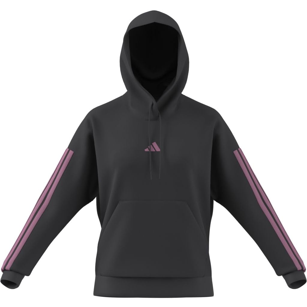 adidas dames ESSENTIALS 3-STRIPES FLEECE HOODIE, grey six/st tropic bloom, XS