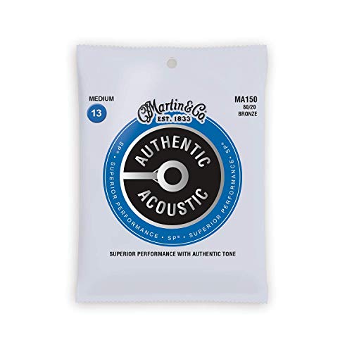 Image of Martin Authentic Acoustic Guitar Strings, Superior Performance Medium 13-56, 80 /20 Bronze (Pack of 2)