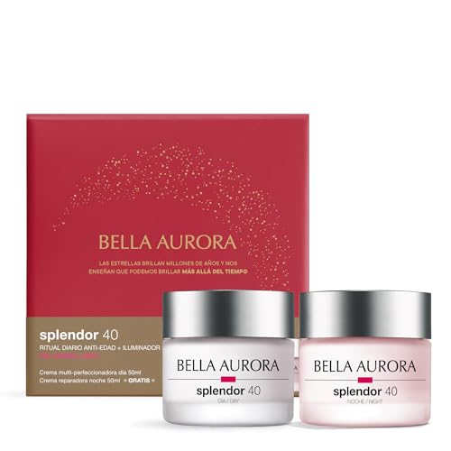 Bella Aurora Splendor 40 Set Anti-Edad e Iluminador, Crema Día y Noche para Piel Normal-Seca, 2 x 50ml, Ritual Diario Multi-Perfeccionador