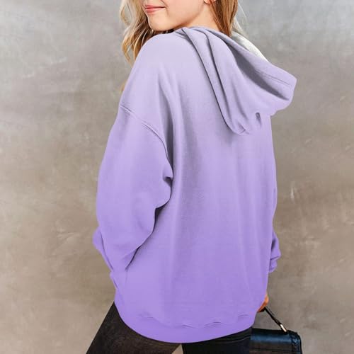 Cute Hoodies for Girls Oversized Long Sleeve Gradient Neon Sweatshirt Kids Casual Pullover with Pocket Preppy Clothes2