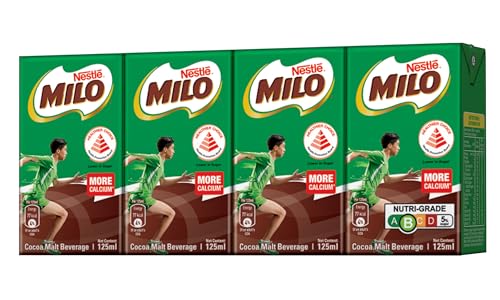 MILO UHT Chocolate Malt Packet Drink, 4 x 125ml