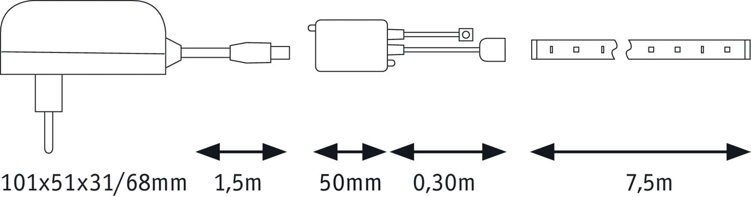 Paulmann 78979 SimpLED Strip Set 7,5 m LED Strip 26 W pasek świetlny RGB Wielobarwny taśma świetlna powlekana