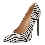 zebra taart high heels  MISSUIT Damen Stiletto Pumps Lack Spitze High Heels 12cm Absatz(Zebra,43)