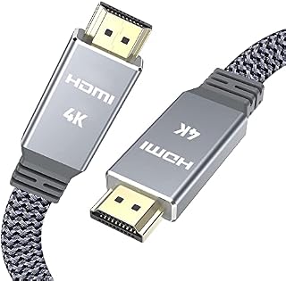 4K HDMI cable 3m, flat HDMI Cable Snowkids flat hdmi to hdmi cable 4K@60Hz,2160p,1080p,3D,ARC,Ethernet,Video return,HDCP 2.2,compatible with fire TV/PS4 quality nylon cord grey