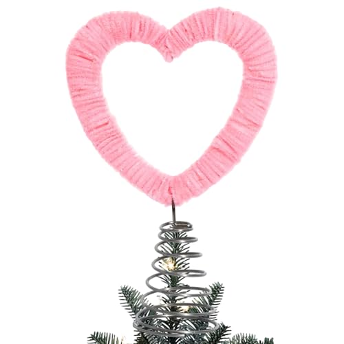 Coronación de corazón para árbol de Navidad con base de resorte festiva 8
