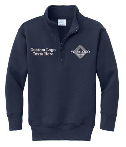 INK STITCH Unisex Youth Pc78yq Custom Embroidery Add Logo Texts Personalized Quarter Zip Fleece2