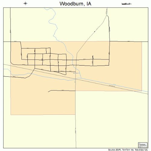 Large Street & Road Map of Woodburn, Iowa IA Printed poster size wall