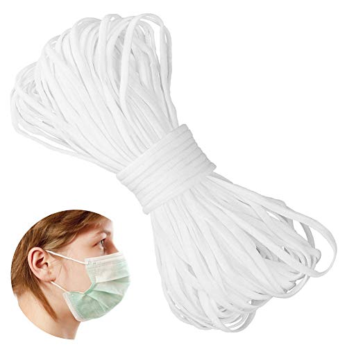 KDWOA Elastique Couture, (3mm, 10M) Bande de Cordon Élastique pour Masques, Élastique Extensible Cordon pour Vêtements DIY Fabrication de Tricot à Coudre Arts et Artisanats Cover