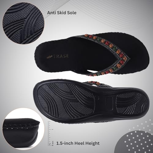 Image of TRASE Orthopedic Comfortable Footwear for Women | Stylish V Strap Chappal with Soft Cushioned Footbed | Perfect Slippers for Woman Daily Use