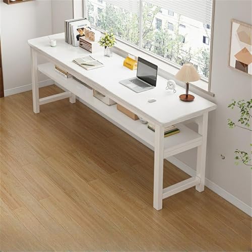 Table d'ordinateur de bureau rectangulaire et longue marron clair - 2