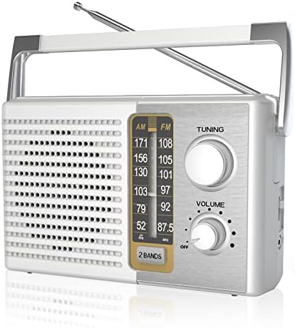 Yewrich AM FM Radio with Best Reception, Portable Battery Operated Transistor Radios, Headphone Jack, AC Powered, Suit for Senior and Home, White