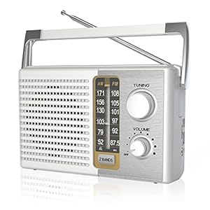AM FM Radio with Best Reception, Portable Battery Operated Transistor Radios, Headphone Jack, AC Powered, Suit for Senior and Home, White
