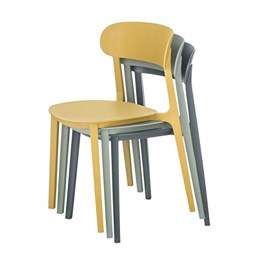 Cozyblock 4 X Campus Series Side Chairs, Mid-Century Modern Dining Chair, Stackable Chair, Great For Indoor And Outdoor (Dark Grey) #TOP7