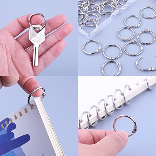 AKONEGE 1 Inch Loose Leaf Binder Rings, (50 Pack) Metal Office Book Rings, Nickel Plated Steel Binder Rings, Keychain Key Rings, Index Card Rings, Silver, for School, Home, Office - Thumbnail 5