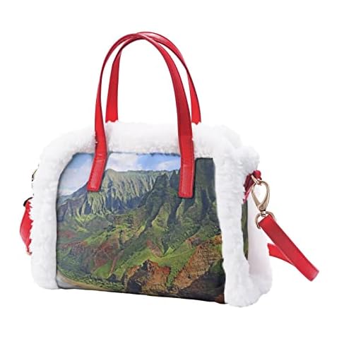 Christmas Handbag Plush Portable Messenger Bag Hawaii Seashore Printing Pattern Cover