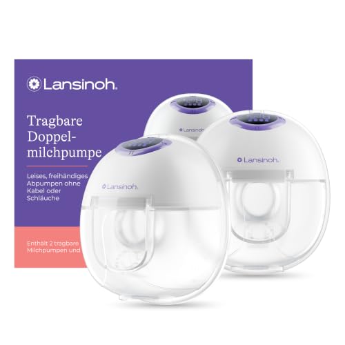 Lansinoh tragbare elektrische Doppelmilchpumpe – freihändig und leise abpumpen ohne Kabel &amp; Schläuche – wiederaufladbarer Akku – einfache Bedienung &amp; Reinigung - handsfree