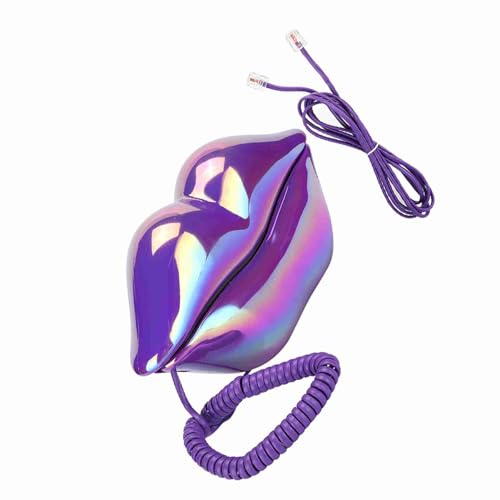 Téléphone lèvres violettes rétro pour bureau | Design créatif et élégant