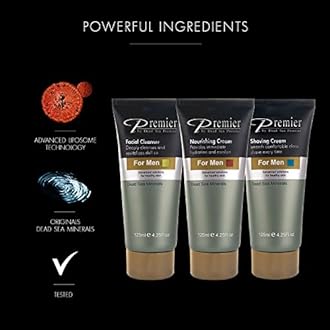 Premier Dead Sea Kit for Men-Nourishing, Shaving Cream, Cleanser 4. 25 oz each tube