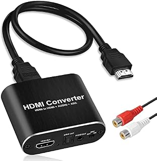 4K@60Hz HDMI Audio Extractor with 1.2m HDMI Cable avedio links, Optical Toslink SPDIF + 3.5mm AUX Stereo Audio Out, HDMI Audio Converter Adapter Splitter Support ARC HDCP1.4 FullHD 1080P 3D