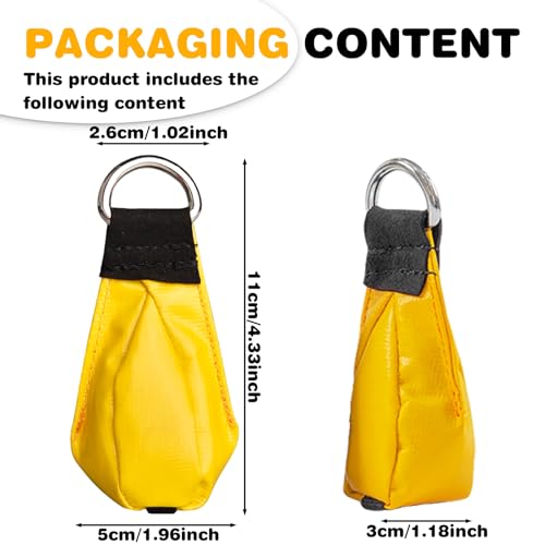 MEGYAD Wurfbeutel: Mehrzweckseil Schleuder Bag aus Nylon, Klettern Baum Seil Werfen Gewicht Tasche, D-Ring aus Edelstahl, Wurfbeutel Klettern für Baum Klettern Baum Arbeiten Bergsteigen (210g Gelb)