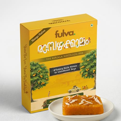 Image of Fulva Kerala Nostalgic Box Authentic Mango Halwa 200g with Real Mango & Badam | Made with Pure Ghee | No Maida, No Palm Oil, No Added Preservatives | Vegetarian Sweet Gift Box