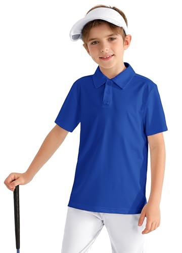 Image of MIVEI Kids' Performance School Uniform Polo Shirt Breathable UPF50+ | Youth Boys Girls Short Sleeve Golf Collared Shirts Grid Dry Fit Wrinkle Free Stretch Lightweight Cool Athletic Button Dress