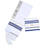 Star Gifts Acrylic Tallit Prayer Shawl in Blue with Gold Size 22