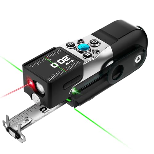 MiLESEEY XTAPE1 Digital Tape Measure with Laser Unique Gifts for Men 1/32 Accurate Auto Lock Tape Measuring Tool with Green Aligning Laser Replaceable Tape Modular P2P Real-Time Data Sync