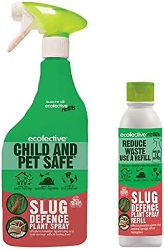 Ecofective Slug Defence Plant Spray 1L Ready To Use + 200ml Concentrate Refill Bottle, Pesticide Free, Child, Pet, Bee Safe.