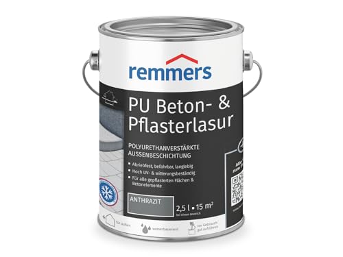 Remmers PU Beton- & Pflasterlasur anthrazit 2 5 Liter Beton- und Bodenfarbe Pflasterstein Farbe für mineralische Untergründe lichtbeständig