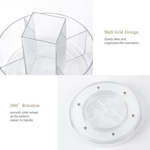 Organizador de maquillaje giratorio de 360°, organizador transparente Lazy Susan para tocador, vitrinas de cosméticos para encimera de baño, organizador de almacenamiento de maquillaje, tocador de - imagen 3