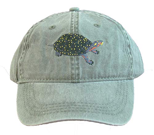 Spotted Turtle Embroidered Cotton Cap Green