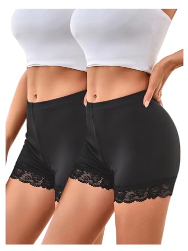 Image of MakeMeChic Women's Summer Lace Trim Shorts Biker Under Dresses