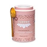 JusTea LITTLE BERRY HIBISCUS | Loose Leaf Herbal Tea | Tin with Hand Carved Tea Spoon | 40+ Cups (3.