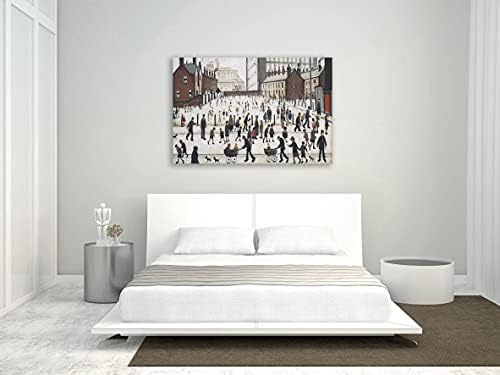 CanvasArtShop Winter in Pendlebury CANVAS WALL ART PRINT PICTURE PAINTING Ls Lowry style (36in x 24in / 91cm x 60cm)