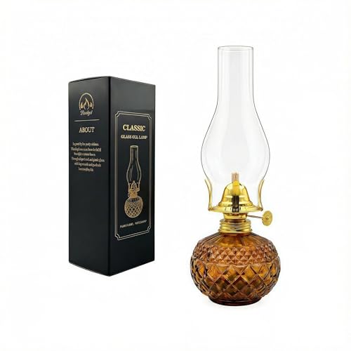 Glass Chamber Oil Lamp – Vintage Glass Kerosene Hurricane Lantern