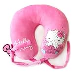 Bandal & Neoul Kitty's Soft & Plush Travel Neck Pillow - Choose from Heart Patterned Lavender and Classic Pink - Lightweight and Ergonomic (Classic Pink)